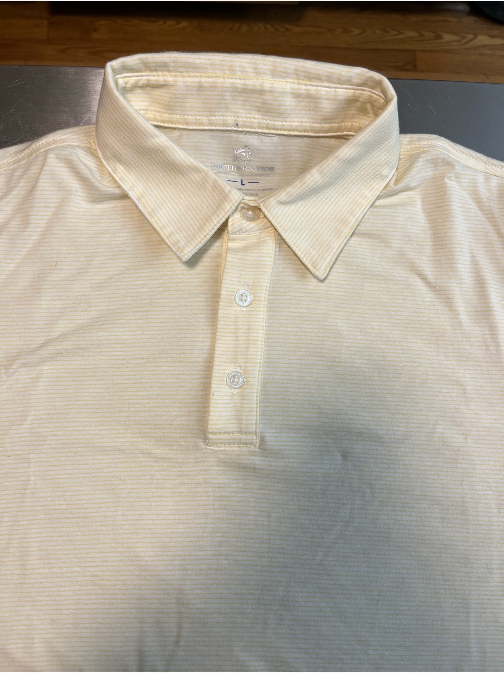 Southern Tide Men's Light Yellow Thin-Stripe Polo
